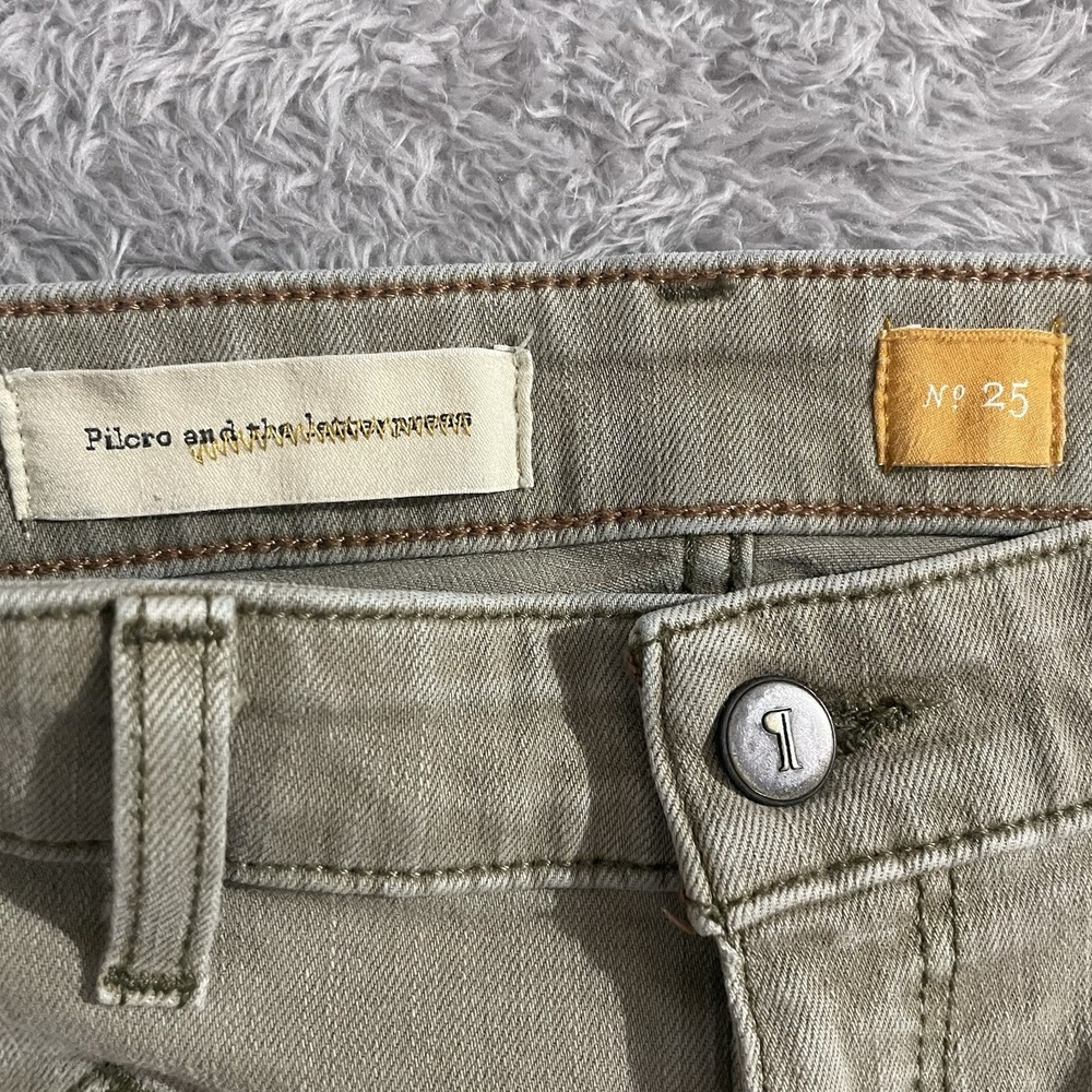 Pilcro And The Letterpress Jeans Womens Size 25 Skinny Olive Green Ankle Zip - Picture 3 of 9